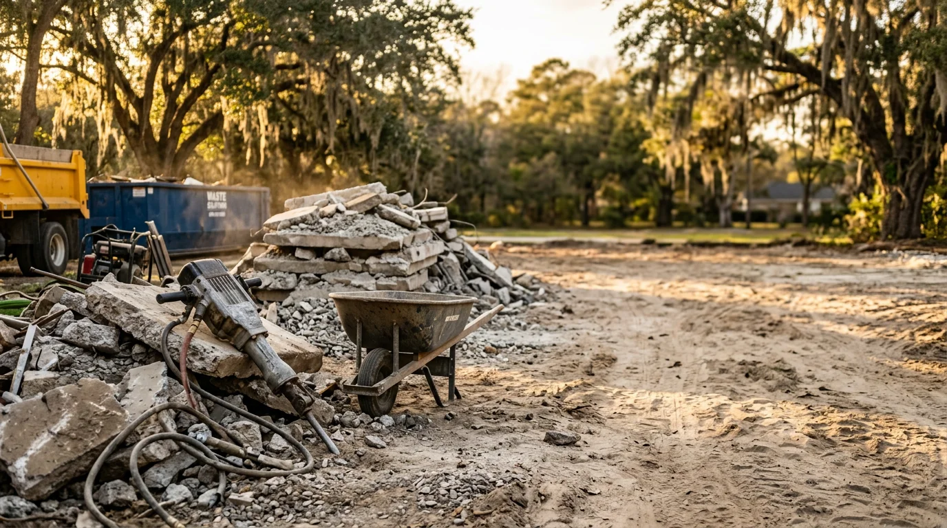 Concrete demolition and debris removal at a residential property